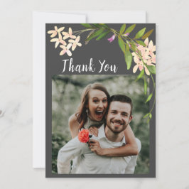 Tarjeta De Agradecimiento Elegante jardín rosado Flores verdes Fotografía