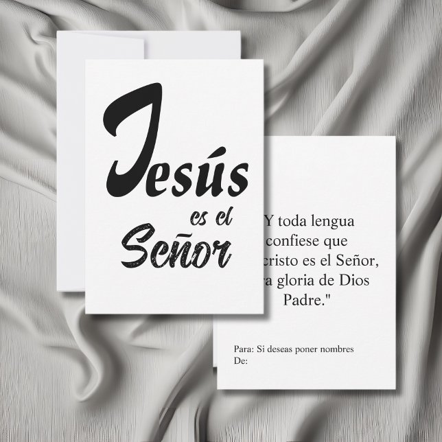 Tarjeta De Agradecimiento Elegante Jesús es el Señor Negro y Blanco Moderno (Jesus es el Señor, spanish card, filipenses 2:11 and personalized name. gift for christians)