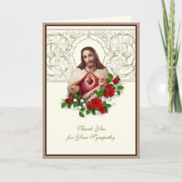 Tarjeta De Agradecimiento Elegante Jesús Rosas Condolencia Cristiana Gracias