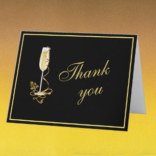 Tarjeta De Agradecimiento Elegante Jubilación Presupuesto Negro y Dorado