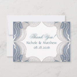 Tarjeta De Agradecimiento Elegante Lace En La Ducha Bridal Boda Azul