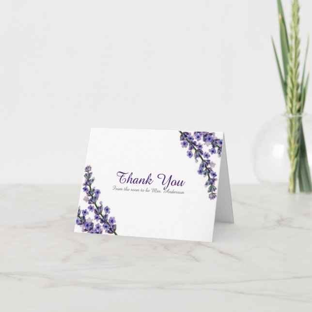 Tarjeta de agradecimiento elegante lavanda (Anverso)