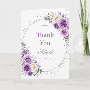 Tarjeta De Agradecimiento Elegante Lavanda Cumpleaños 16