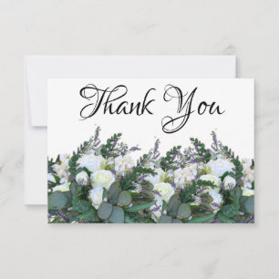 Tarjeta De Agradecimiento Elegante lavanda Eucalipto color rosa blanco verde
