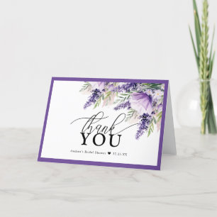 Tarjeta De Agradecimiento Elegante Lavanda Flores Púrpura Gracias