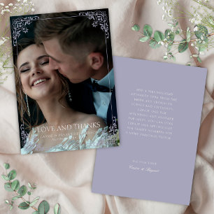 Tarjeta De Agradecimiento Elegante Lavanda Moda púrpura Boda de Vintage