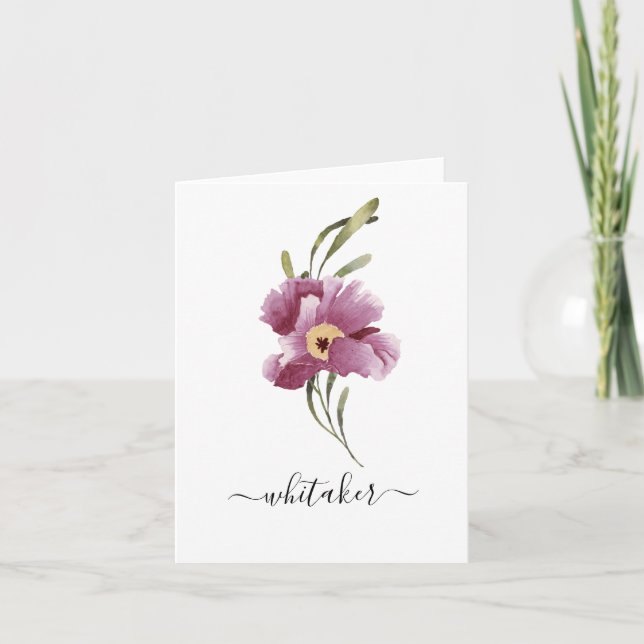 Tarjeta De Agradecimiento Elegante Lavendar Floral Personal (Anverso)