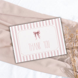 Tarjeta De Agradecimiento Elegante lazo de flores rosadas a rayas Baño de be