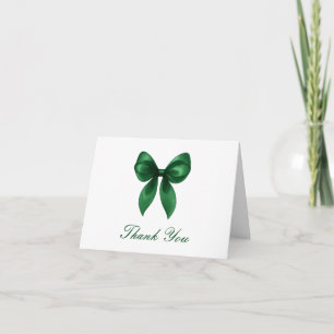 Tarjeta De Agradecimiento Elegante lazo verde esmeralda Ella está atando el 