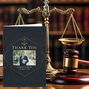 Tarjeta De Agradecimiento Elegante Licenciatura en Derecho Fotográfico de Ab