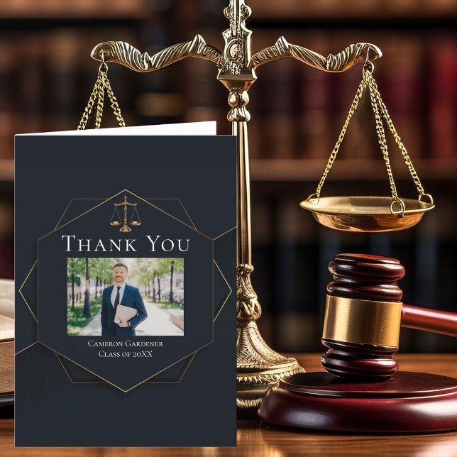 Tarjeta De Agradecimiento Elegante Licenciatura en Derecho Fotográfico de Ab (Subido por el creador)