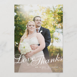 Tarjeta De Agradecimiento Elegante Ligero Moderno Script Love Gracias Tarjet