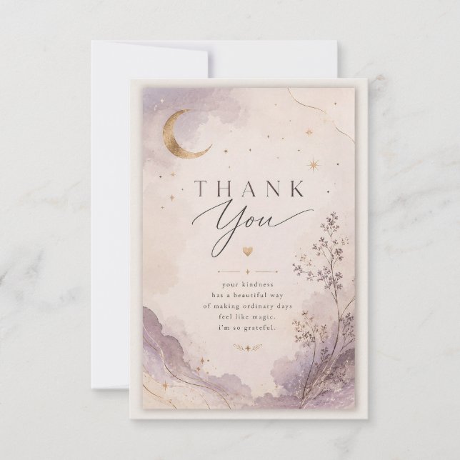 Tarjeta de agradecimiento elegante lila (Anverso)