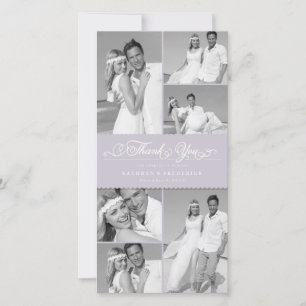 Tarjeta De Agradecimiento Elegante Lilac Scalloped Band 6 Boda de Moda fotog