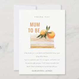 Tarjeta De Agradecimiento Elegante Lindo Boho Pastel de Frutas Naranja Baby 