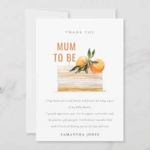 Tarjeta De Agradecimiento Elegante Lindo Boho Pastel de Frutas Naranja Baby 