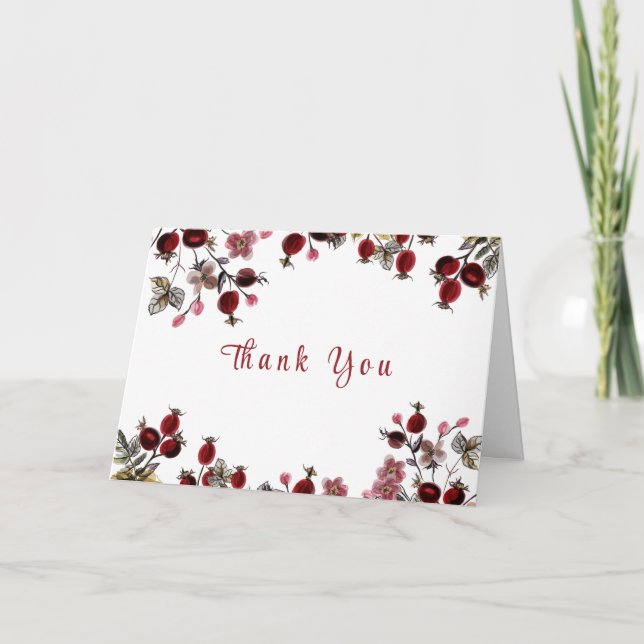 Tarjeta De Agradecimiento Elegante Little Wildflower Berry Baby Shower (Anverso)