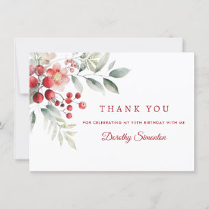 Tarjeta De Agradecimiento Elegante Llanura Botánica Berry de Invierno 90