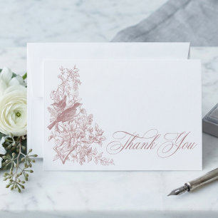 Tarjeta De Agradecimiento Elegante lluvia de Chinoiserie Rosa Naturaleza Páj