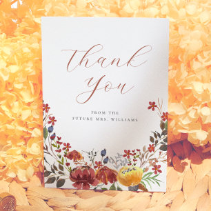 Tarjeta De Agradecimiento Elegante Lluvia de Flores Silvestres Boho Floral B