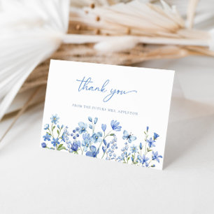 Tarjeta De Agradecimiento Elegante Lluvia de Novia con Flores Silvestres de 