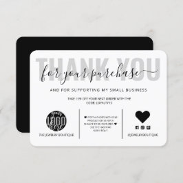 Tarjeta De Agradecimiento Elegante Logo de Black White Script Gracias Al Cli