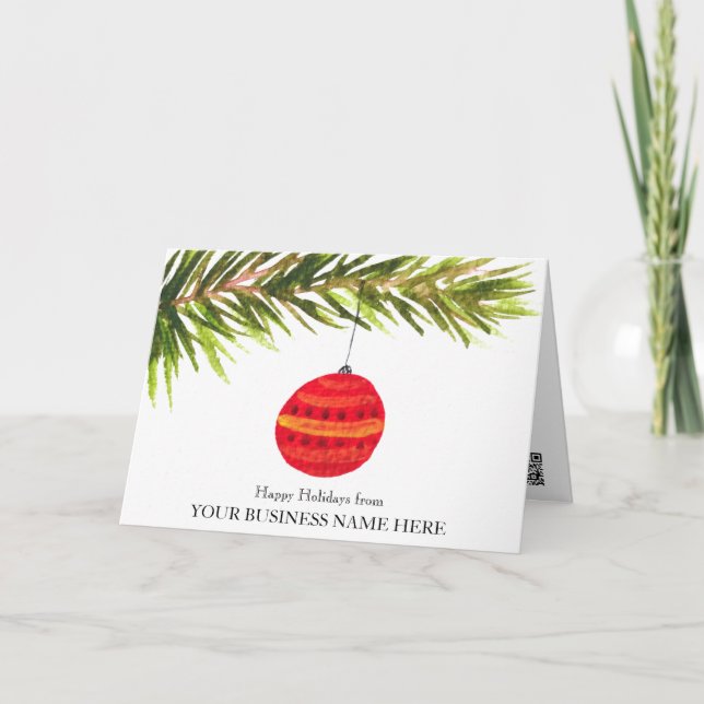 Tarjeta De Agradecimiento Elegante logotipo comercial Código QR Navidades en (Anverso)