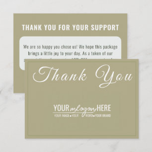 Tarjeta De Agradecimiento Elegante Logotipo de Boutique Sage para Redes Soci
