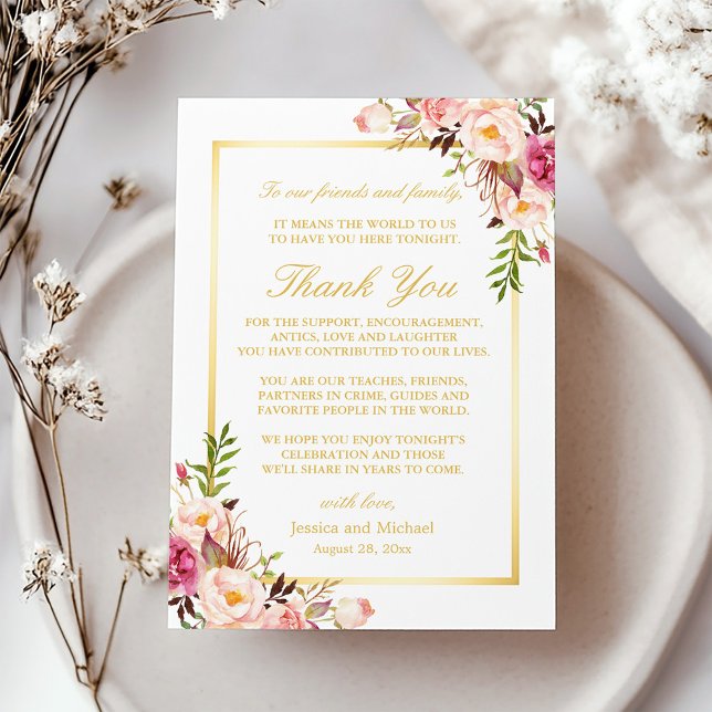 Tarjeta De Agradecimiento Elegante Lugar Boda Floral Gracias (Subido por el creador)