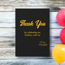 Tarjeta De Agradecimiento Elegante Lujo Negro Y Dorado Aniversario Moderno