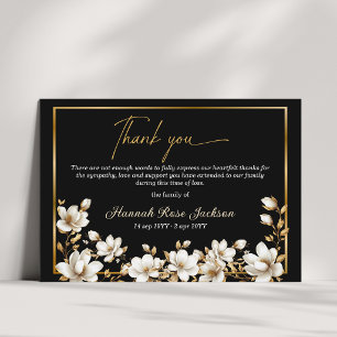 Tarjeta De Agradecimiento Elegante Magnolia Blanca Mensaje de Condolencias D