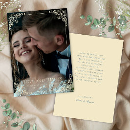 Tarjeta De Agradecimiento Elegante Mantequilla Amarilla Boda Vintage Formal