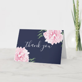 Tarjeta De Agradecimiento Elegante maraña acuática rosada Peony