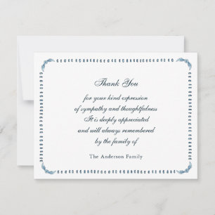 Tarjeta De Agradecimiento Elegante marco de acuarela azul y blanco