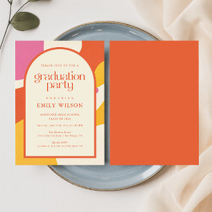 Tarjeta De Agradecimiento Elegante Marco de Arco de Letra Retro Grad Graduac