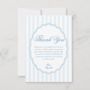 Tarjeta De Agradecimiento Elegante marco de concha de franja azul costero Pr