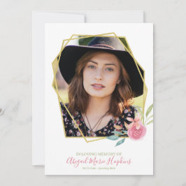 Tarjeta De Agradecimiento Elegante Marco De Oro Floral En Funeral De Memoria