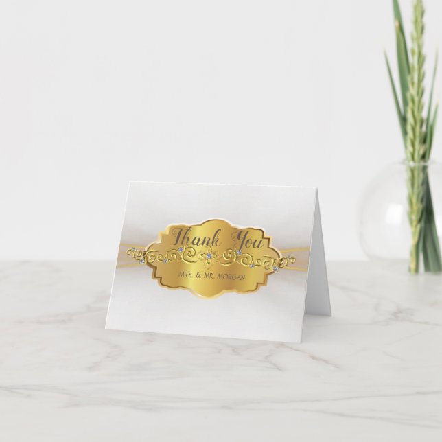 Tarjeta De Agradecimiento Elegante marco dorado de Moda (Anverso)
