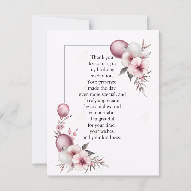 Tarjeta De Agradecimiento Elegante Marco Floral (Anverso)