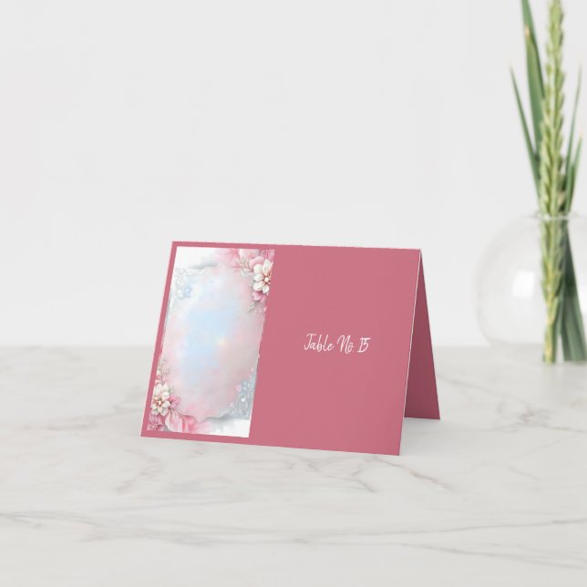 Tarjeta De Agradecimiento Elegante Marco floral rosado boda suave paño brill (Anverso)