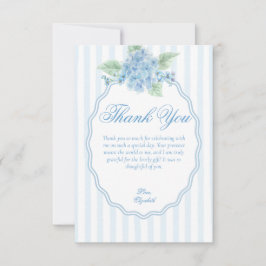 Tarjeta De Agradecimiento Elegante marco ovalado con hortensias azules victo