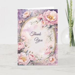 Tarjeta De Agradecimiento Elegante marco ovalado rosado