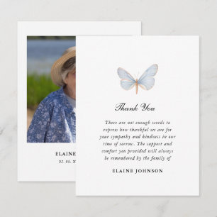 Tarjeta De Agradecimiento Elegante mariposa azul Funeral Foto Gracias 