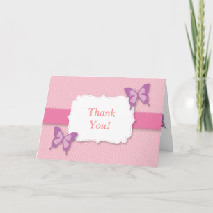 Tarjeta De Agradecimiento Elegante mariposa púrpura gracias a la ducha de be
