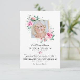 Tarjeta De Agradecimiento Elegante memorial floral foto funeral memorial