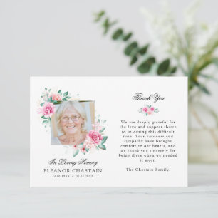 Tarjeta De Agradecimiento Elegante memorial floral foto funeral memorial