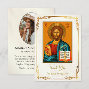 Tarjeta De Agradecimiento Elegante memorial ortodoxo cristiano funeral de fo