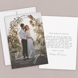 Tarjeta De Agradecimiento Elegante Mensaje de Foto Personalizada de Boda