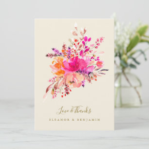 Tarjeta De Agradecimiento Elegante Mensaje Personalizado de Foto de Boda Flo