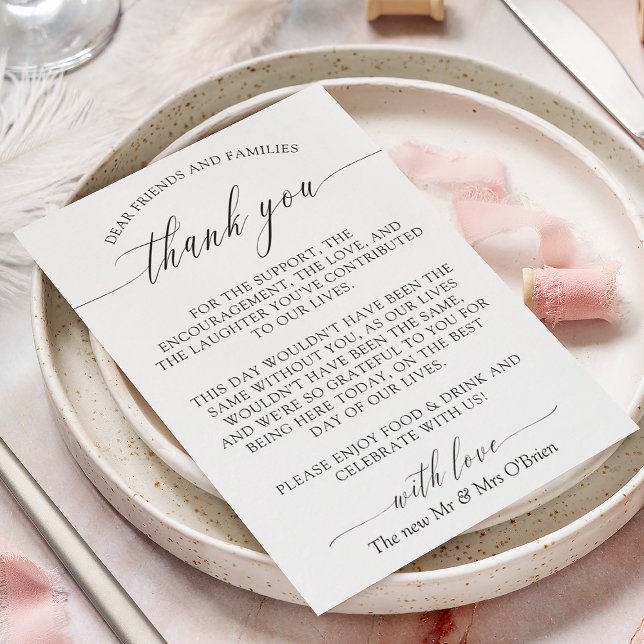 Tarjeta De Agradecimiento Elegante Mesa Boda de caligrafía Gracias (Subido por el creador)